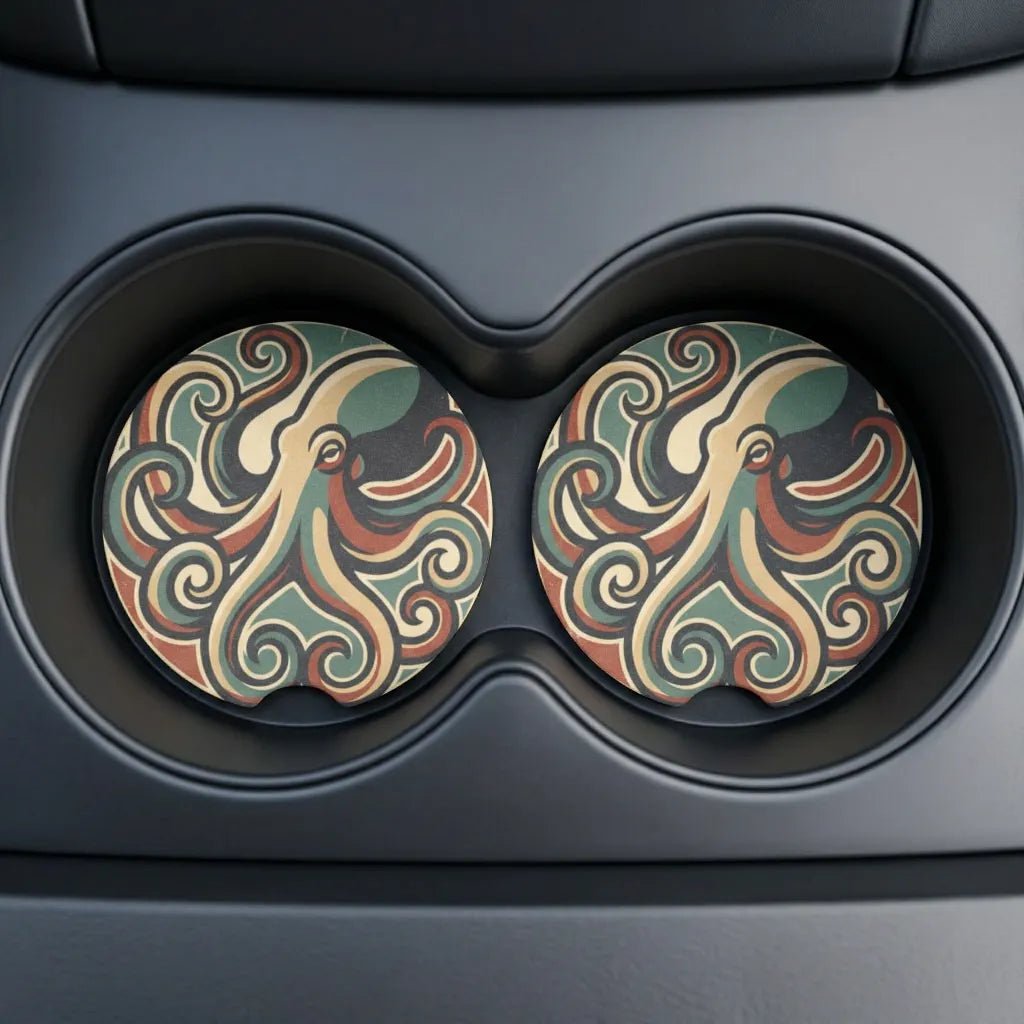 Vintage Octopus Car Coasters Set - Road Muse