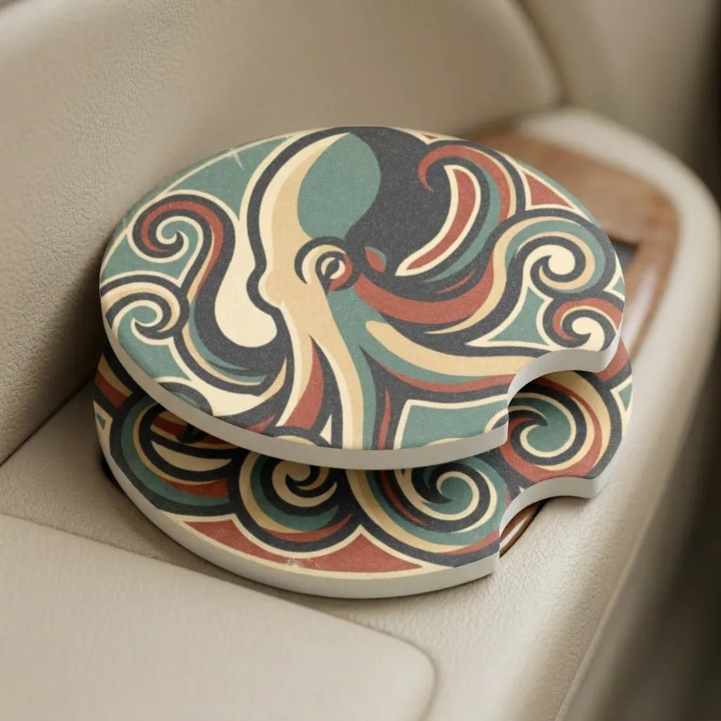 Vintage Octopus Car Coasters Set - Road Muse