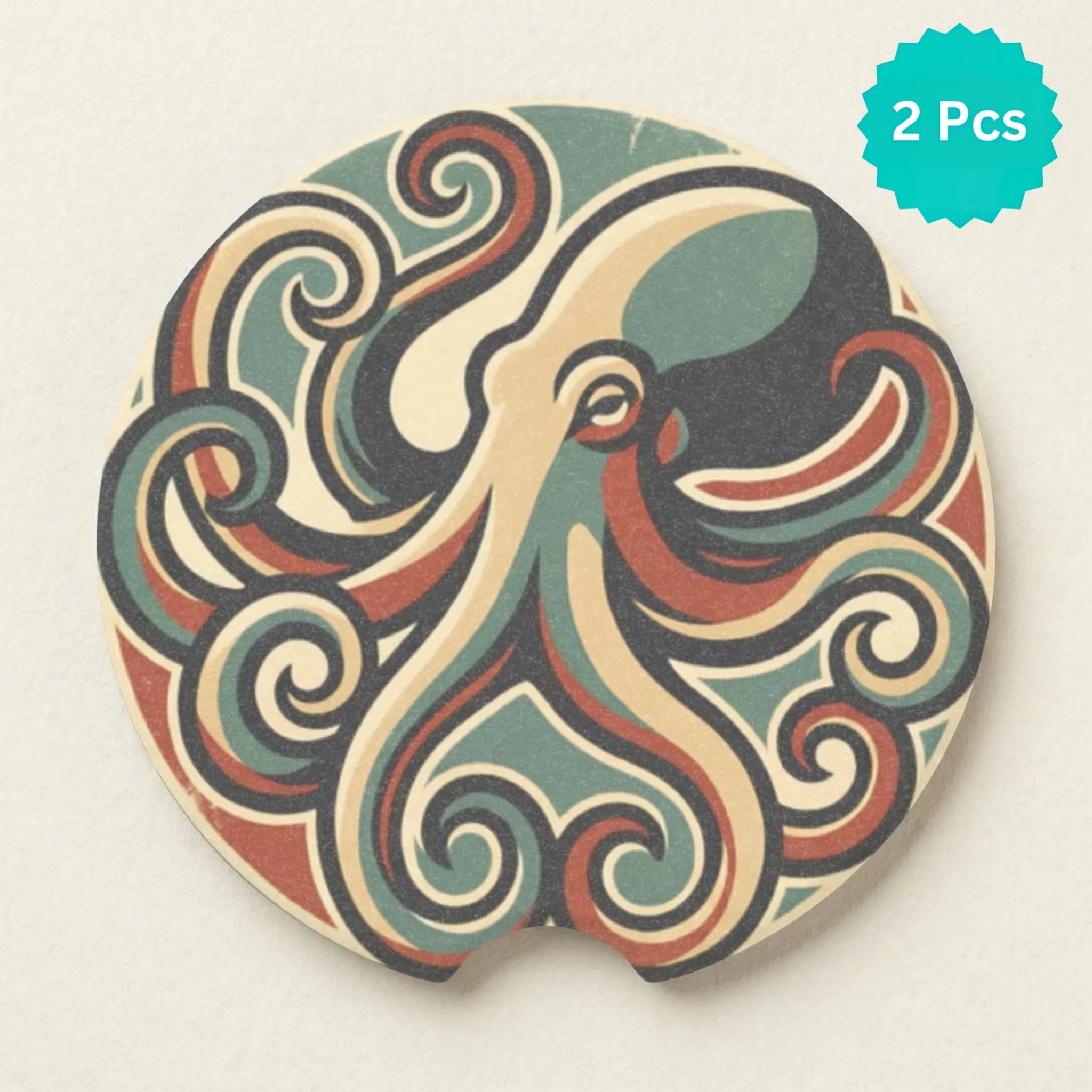Vintage Octopus Car Coasters Set - Road Muse
