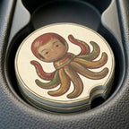 Vintage Octopus Illustration Car Coasters Set - Road Muse