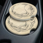 Vintage Octopus Round Car Coasters Set - Road Muse