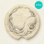 Vintage Octopus Round Car Coasters Set - Road Muse