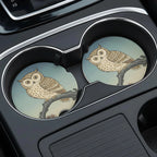 Vintage Owl Illustration Car Coasters Set - Road Muse