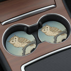 Vintage Owl Illustration Car Coasters Set - Road Muse