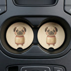 Vintage Pug Cute Dog Car Coasters Set - Road Muse