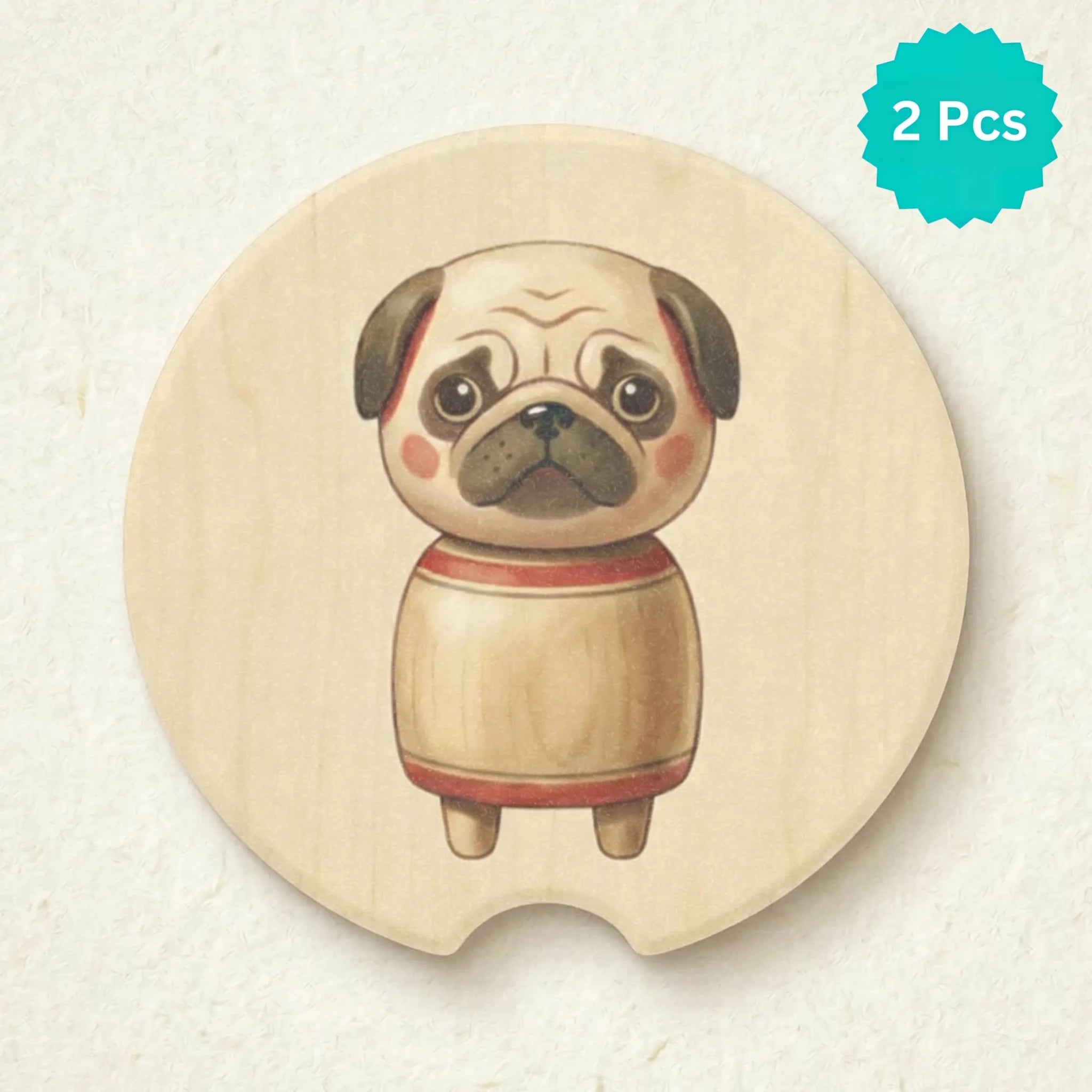 Vintage Pug Cute Dog Car Coasters Set - Road Muse
