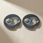 Vintage Pug Portrait Car Coasters Set - Road Muse