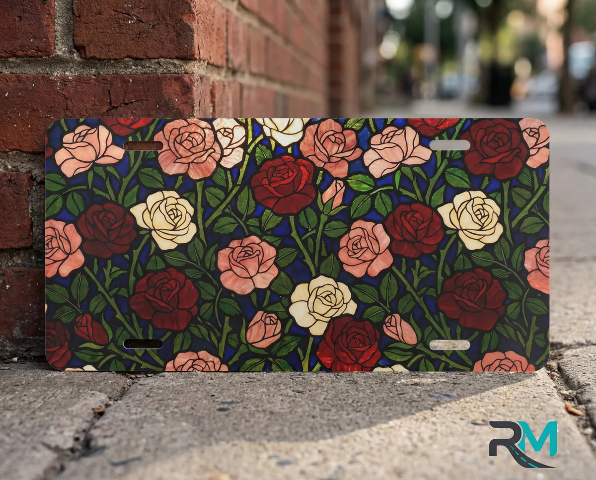 Vintage Rose Pattern Vanity Plate - Road Muse