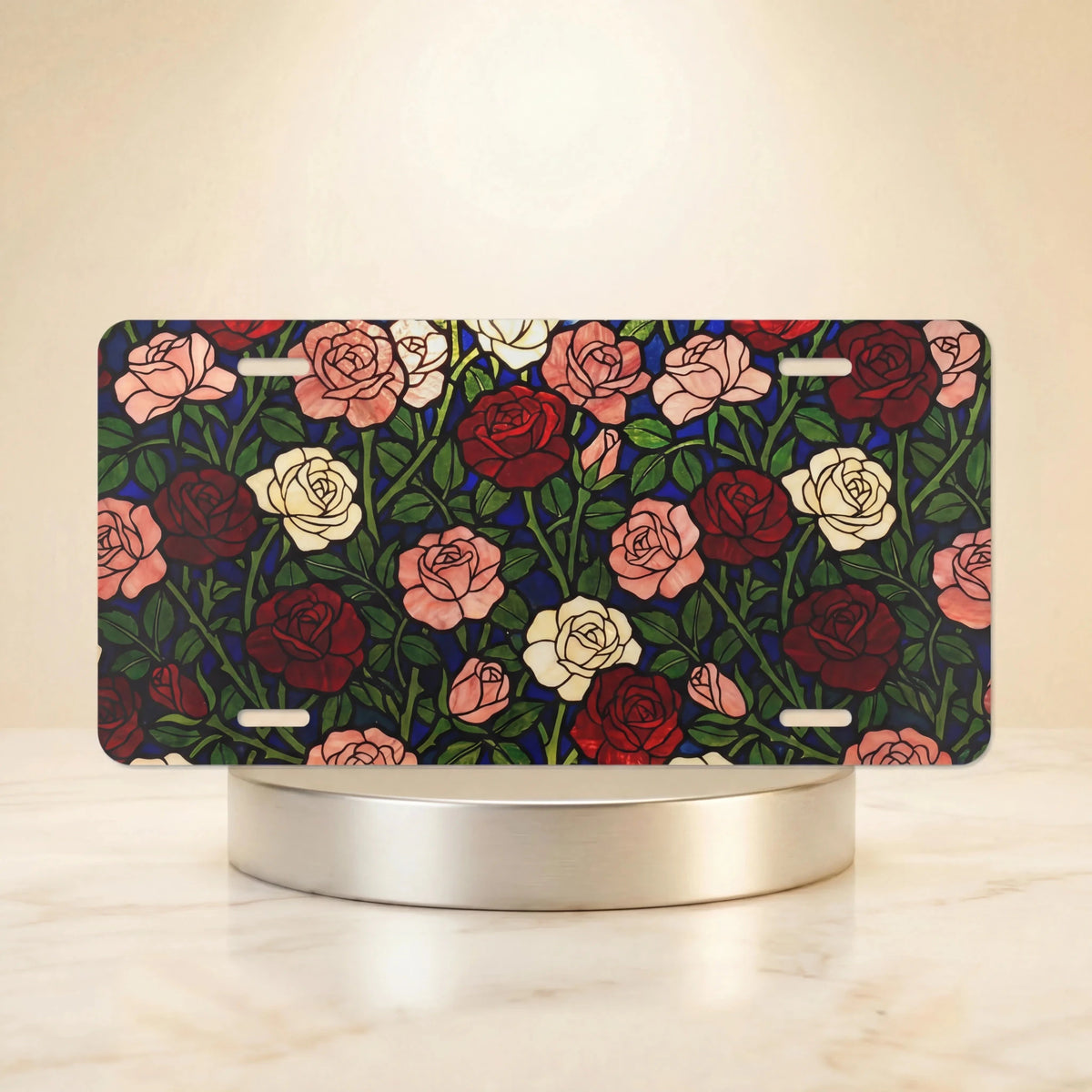 Vintage Rose Pattern Vanity Plate - Road Muse