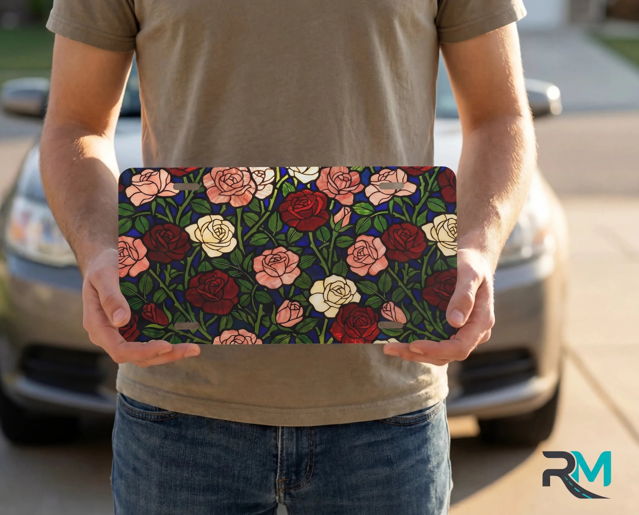 Vintage Rose Pattern Vanity Plate - Road Muse