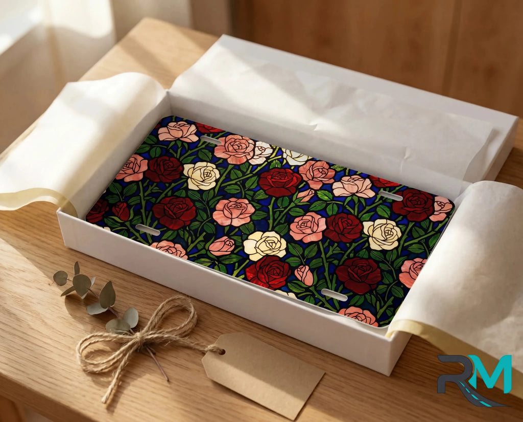 Vintage Rose Pattern Vanity Plate - Road Muse