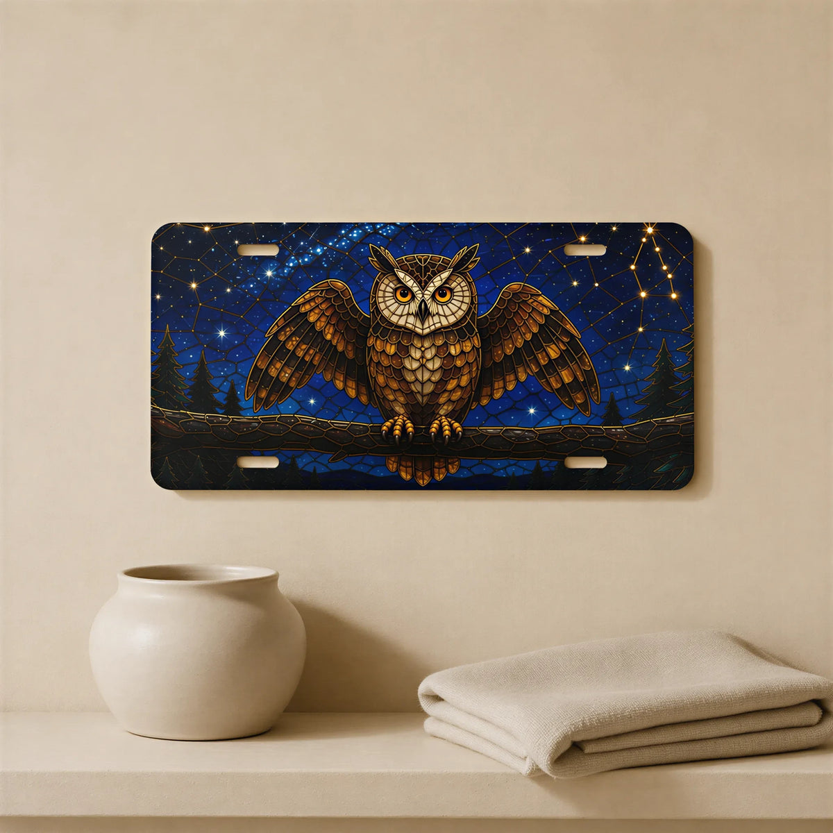 Owl Constellation Night Sky Vanity Plate