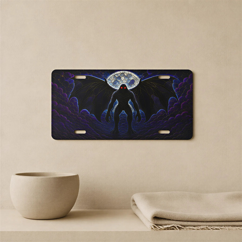 Mothman Silhouette Moonlit Vanity Plate