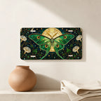 Green Luna Moth Stained Glass Vanity Plate