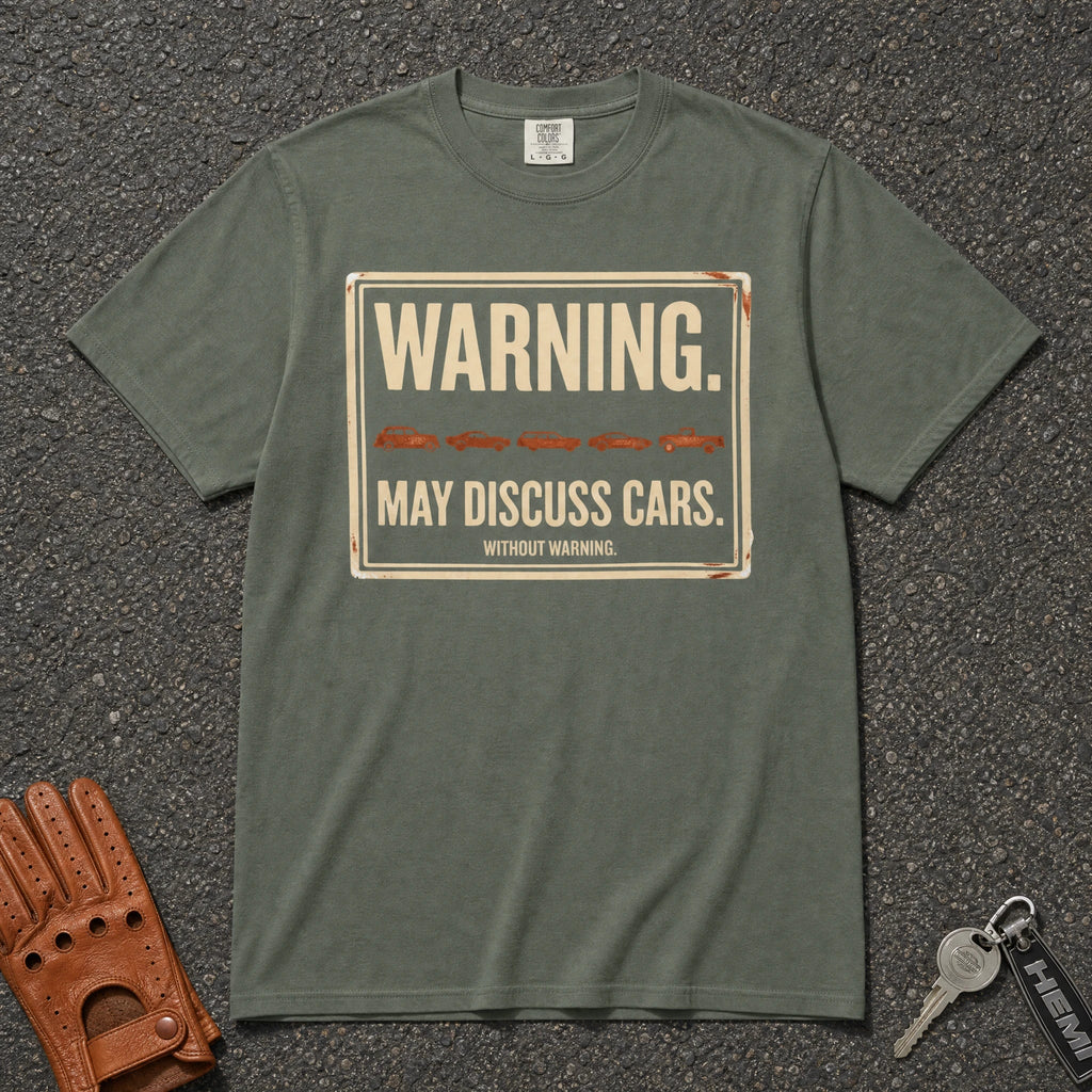 Warning May Discuss Cars Vintage Tee - Road Muse