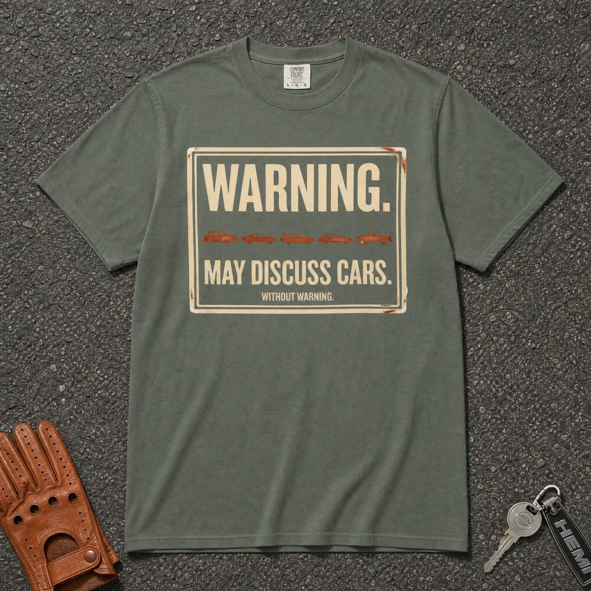 Warning May Discuss Cars Vintage Tee - Road Muse