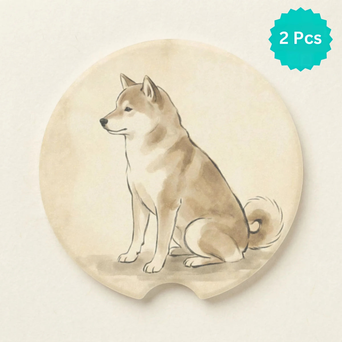 Watercolor Shiba Inu Car Coasters Set - Road Muse
