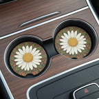White Daisy Mandala Car Coasters Set - Road Muse