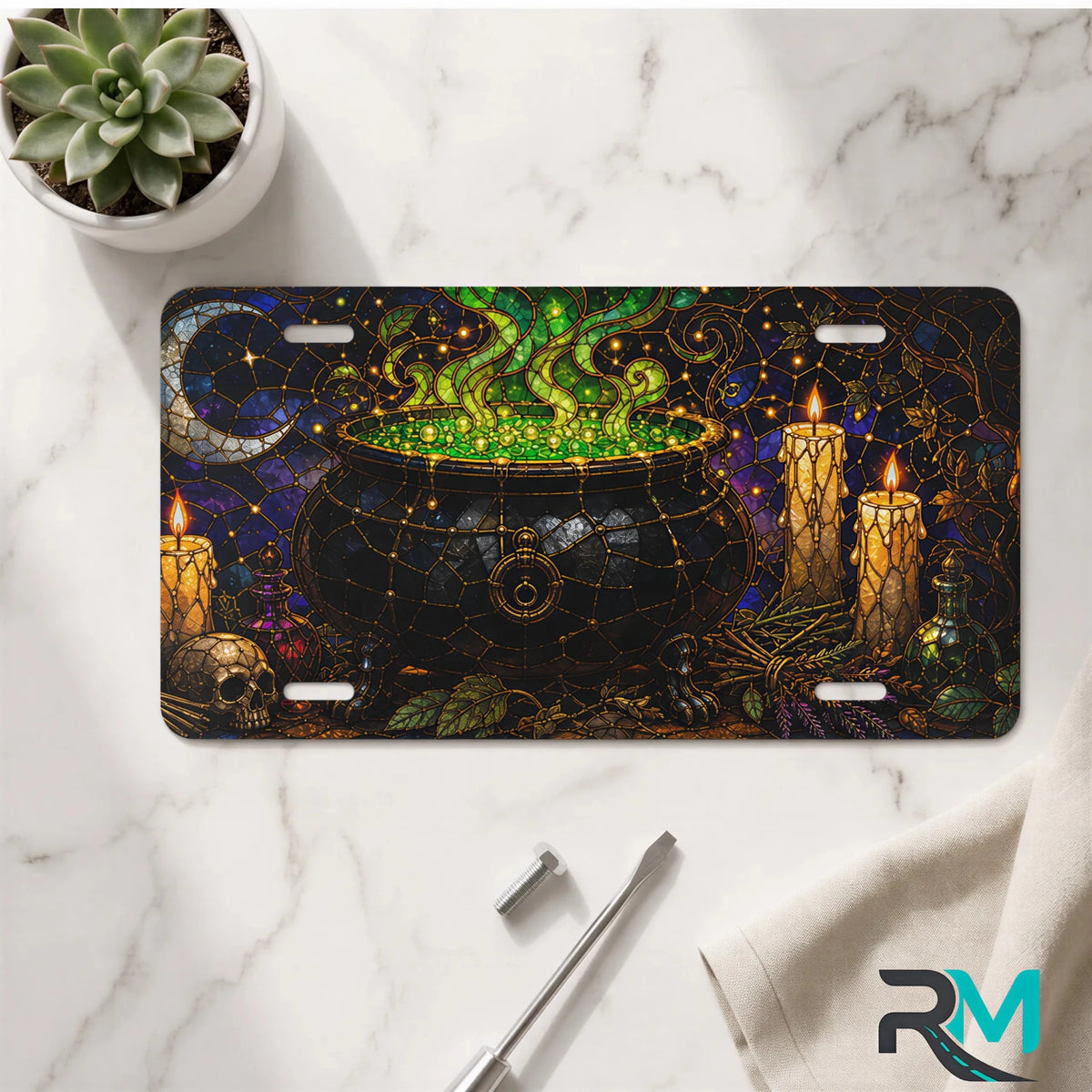 Witch Cauldron Magic Vanity Plate - Road Muse