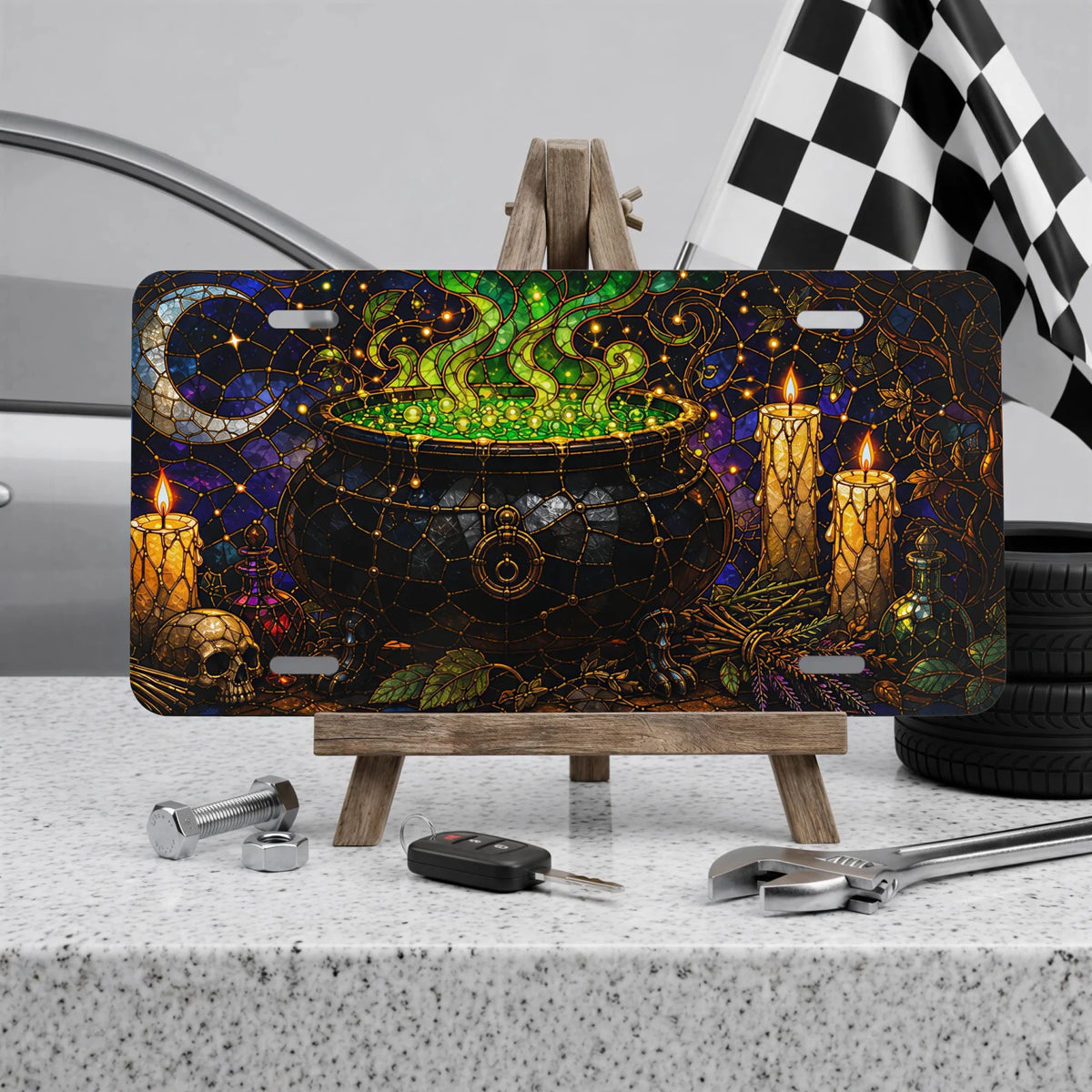Witch Cauldron Magic Vanity Plate - Road Muse