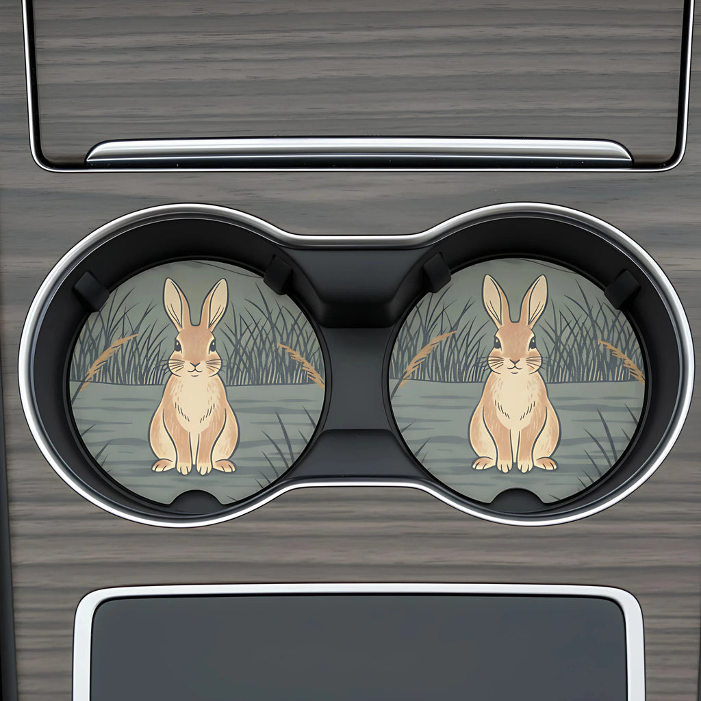 Woodland Bunny Car Coasters Set - Road Muse