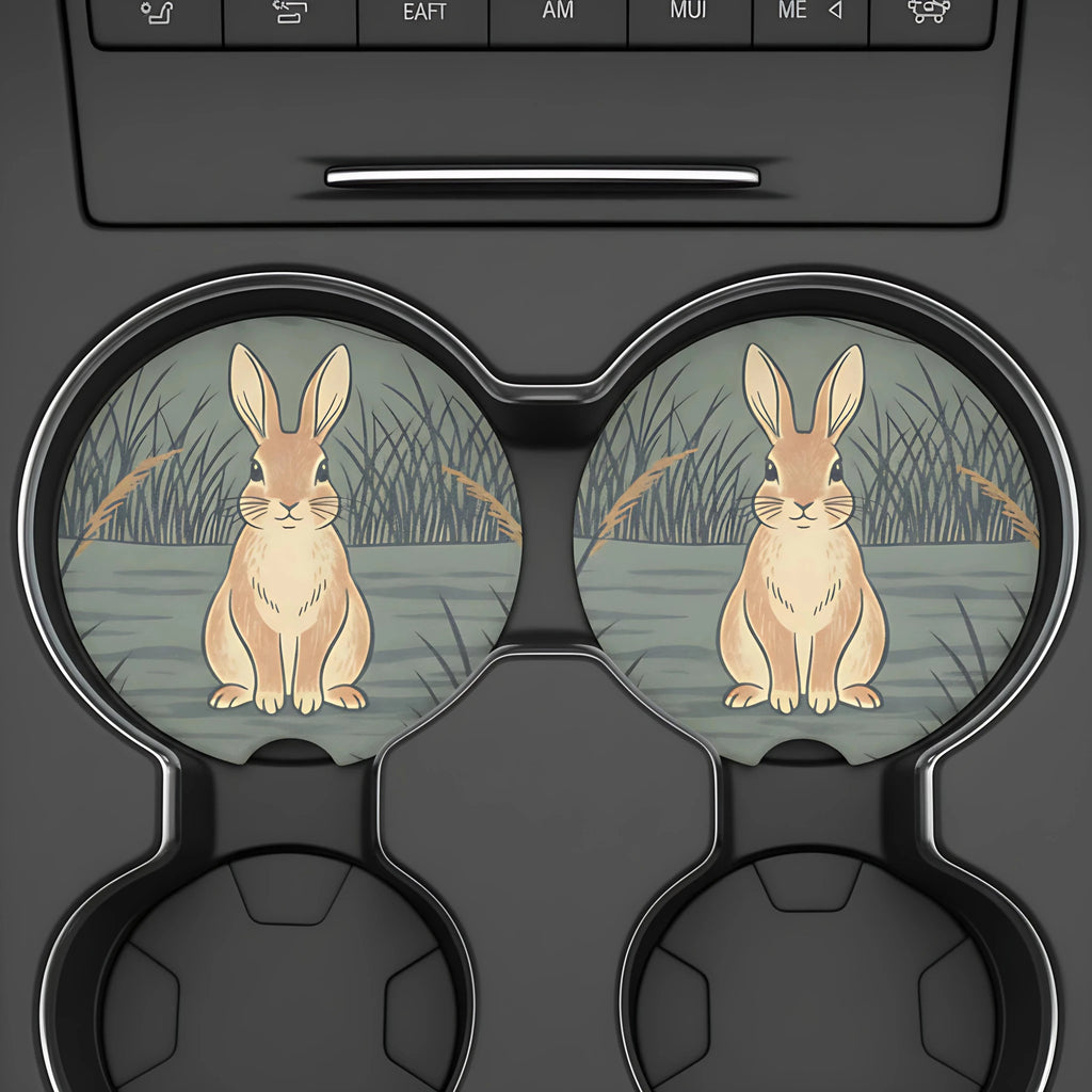 Woodland Bunny Car Coasters Set - Road Muse