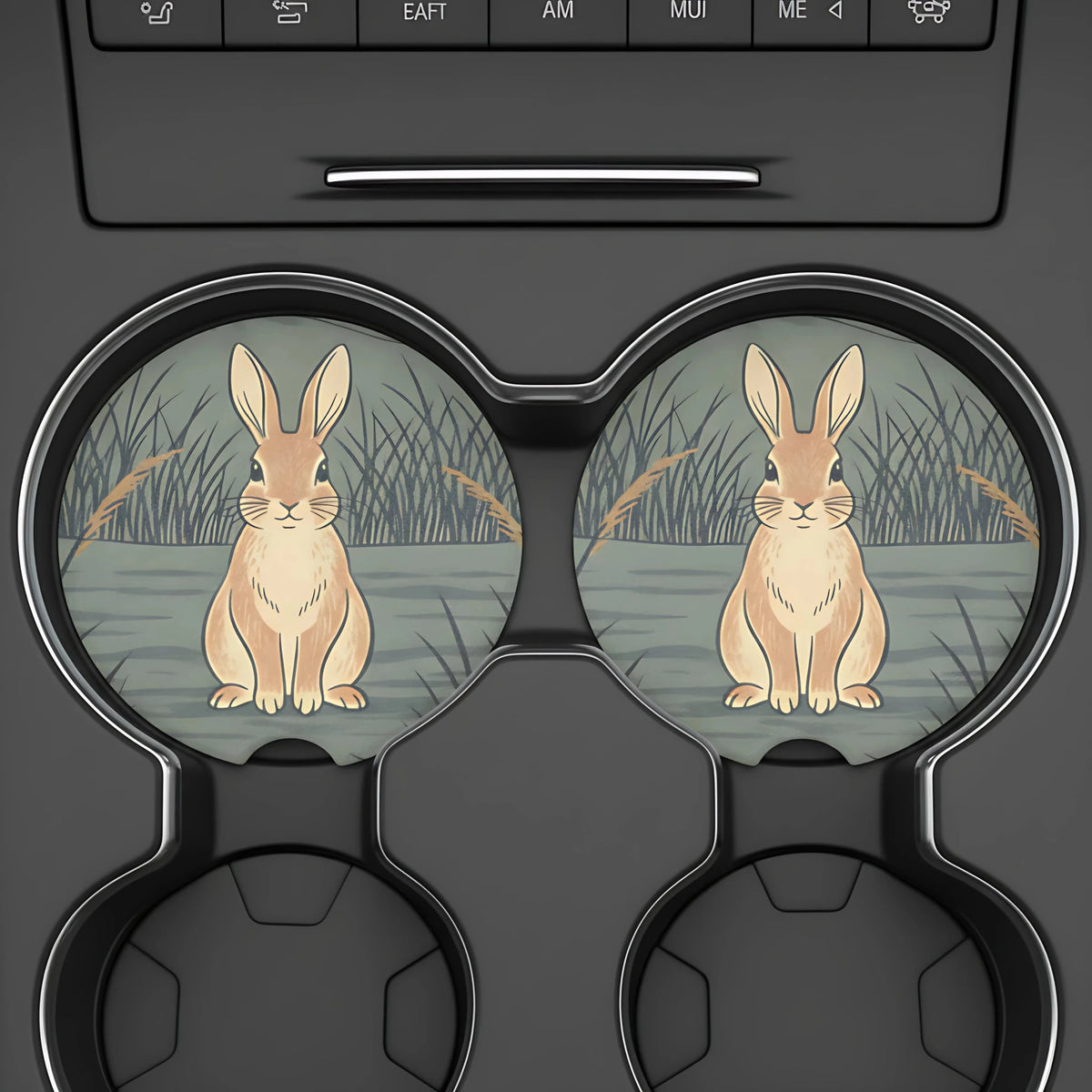 Woodland Bunny Car Coasters Set - Road Muse