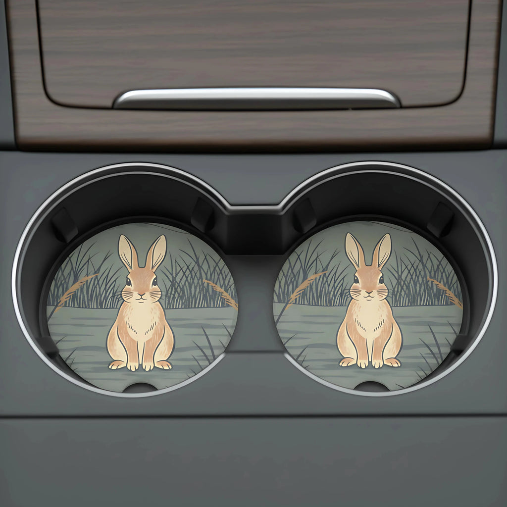 Woodland Bunny Car Coasters Set - Road Muse