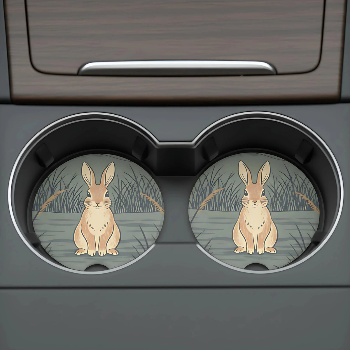 Woodland Bunny Car Coasters Set - Road Muse