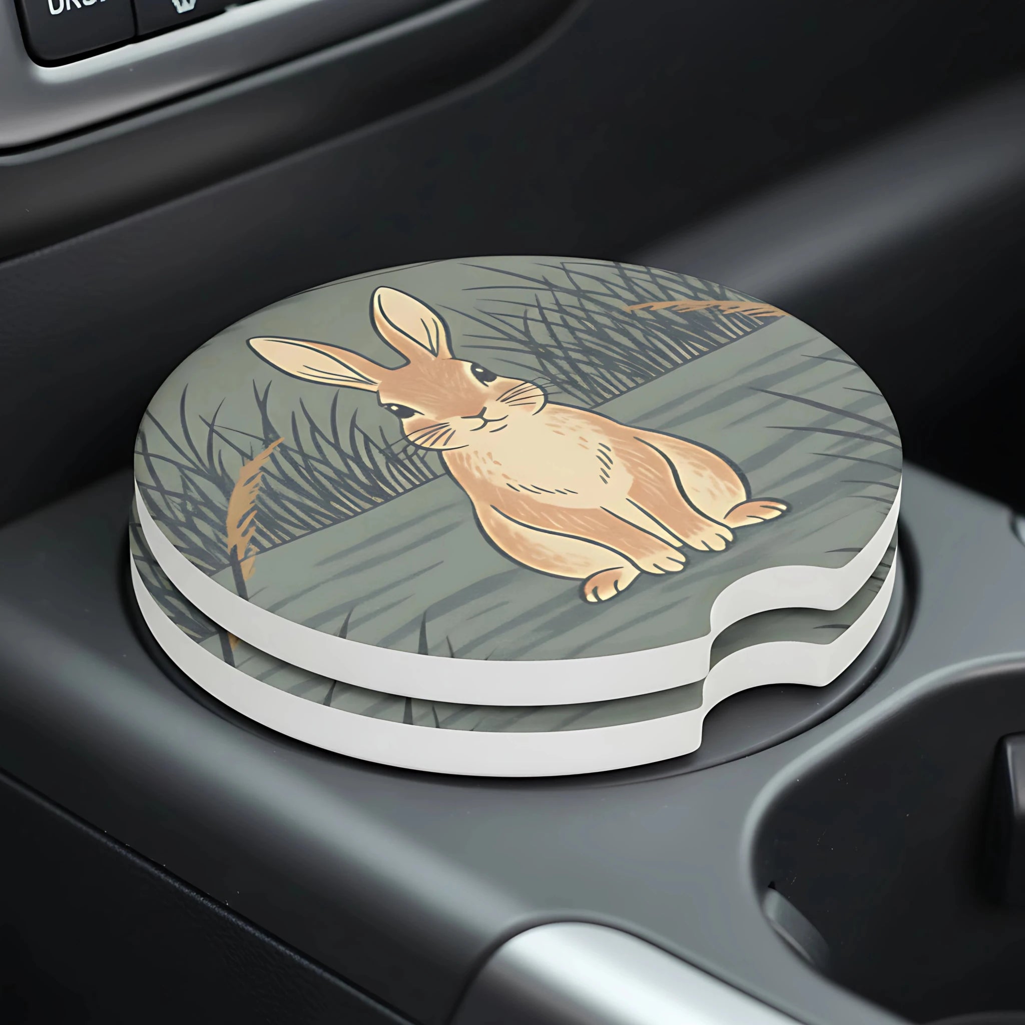 Woodland Bunny Car Coasters Set - Road Muse