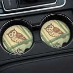 Woodland Owl Bamboo Car Coasters Set - Road Muse