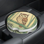 Woodland Owl Bamboo Car Coasters Set - Road Muse