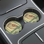 Woodland Owl Bamboo Car Coasters Set - Road Muse