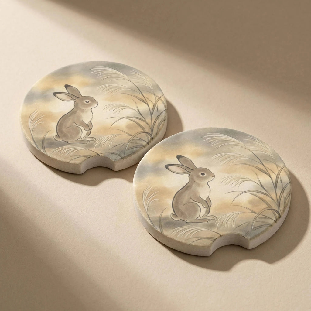 Woodland Rabbit Car Coasters Set - Road Muse