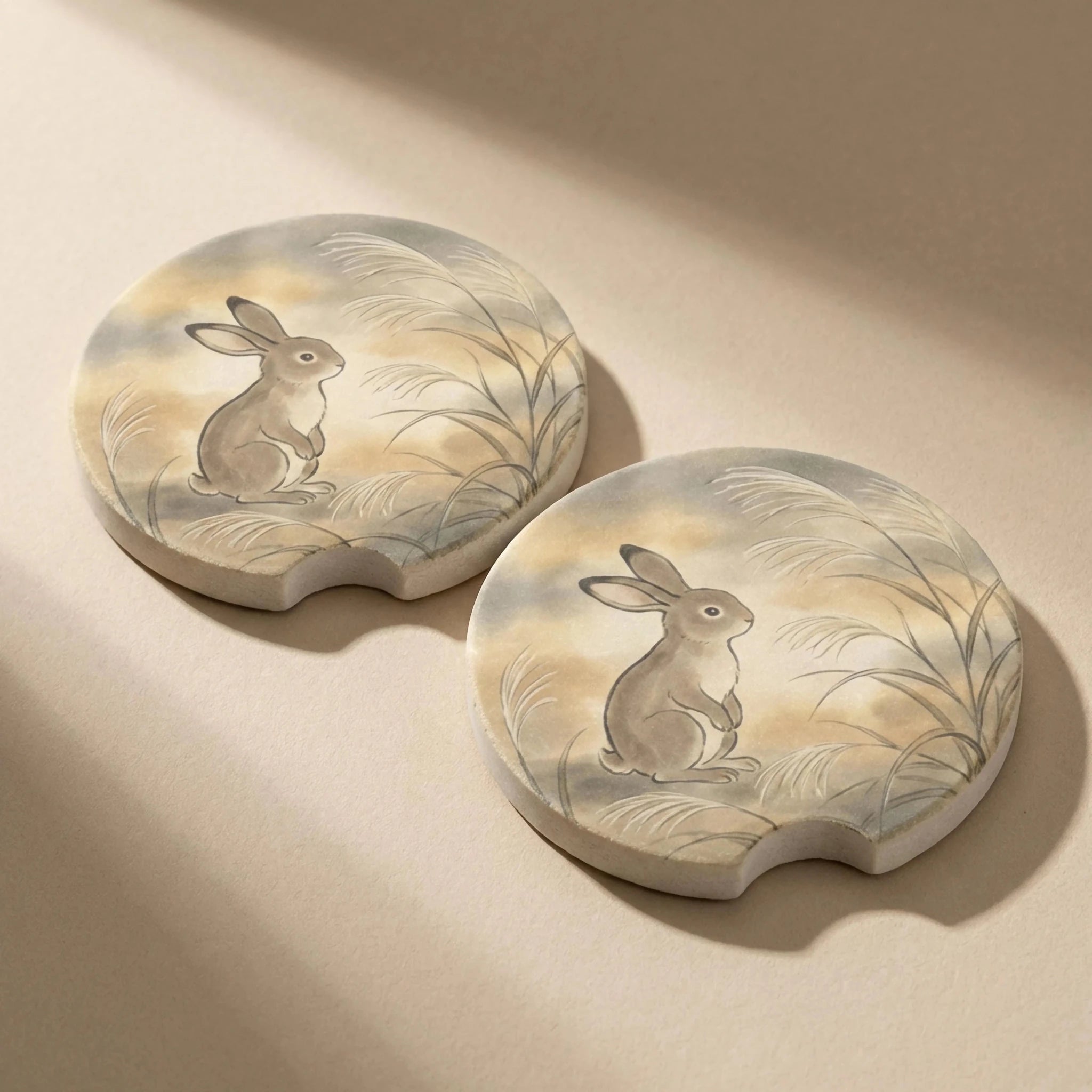 Woodland Rabbit Car Coasters Set - Road Muse