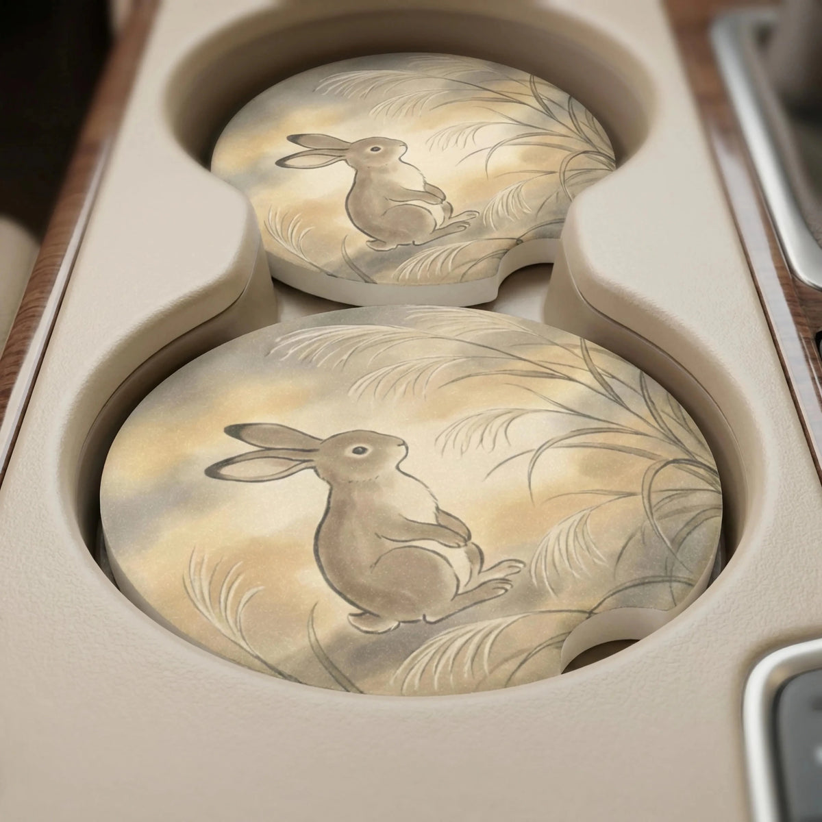 Woodland Rabbit Car Coasters Set - Road Muse
