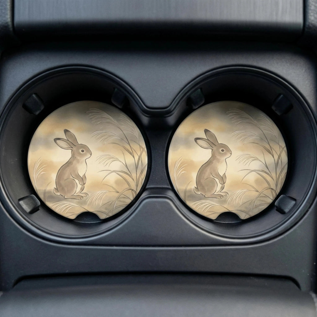 Woodland Rabbit Car Coasters Set - Road Muse