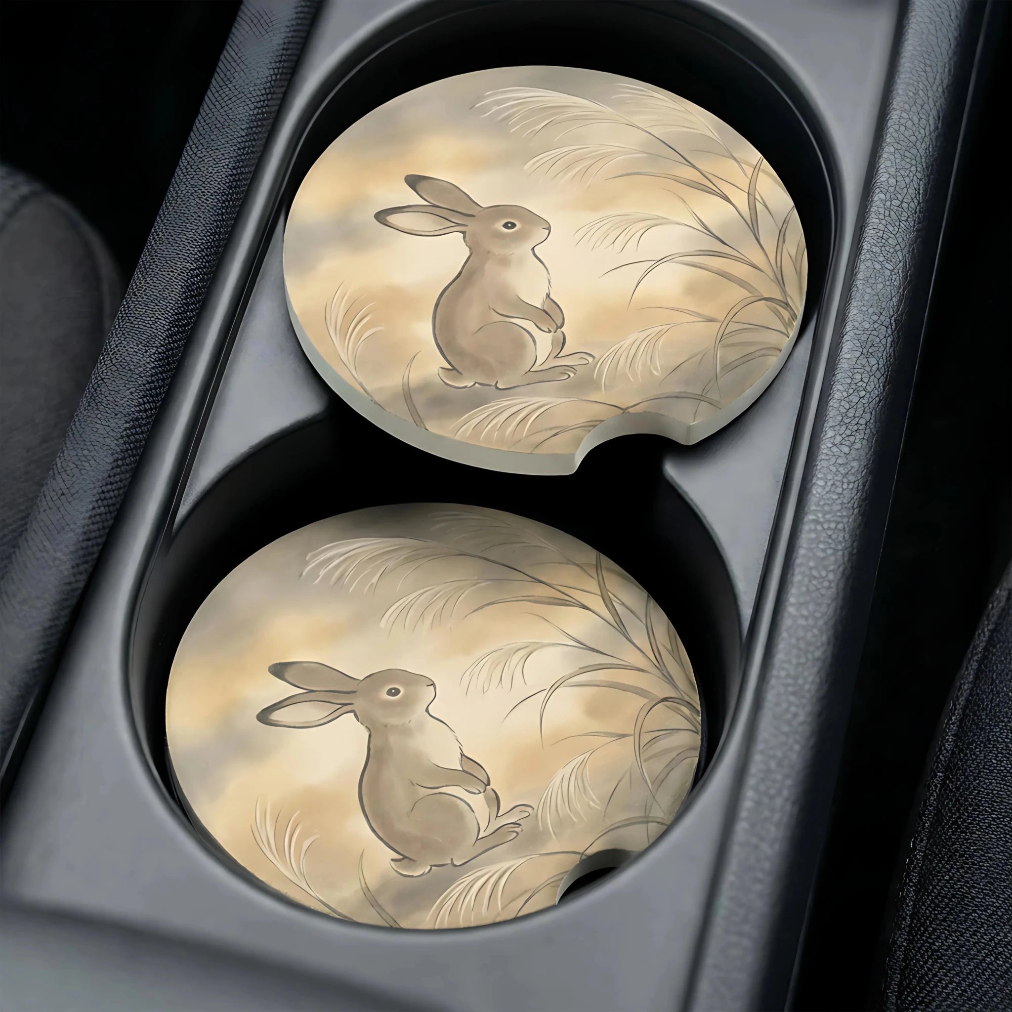 Woodland Rabbit Car Coasters Set - Road Muse