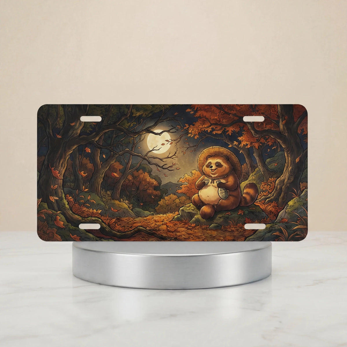 Woodland Tanuki Moonlit Forest Vanity Plate - Road Muse
