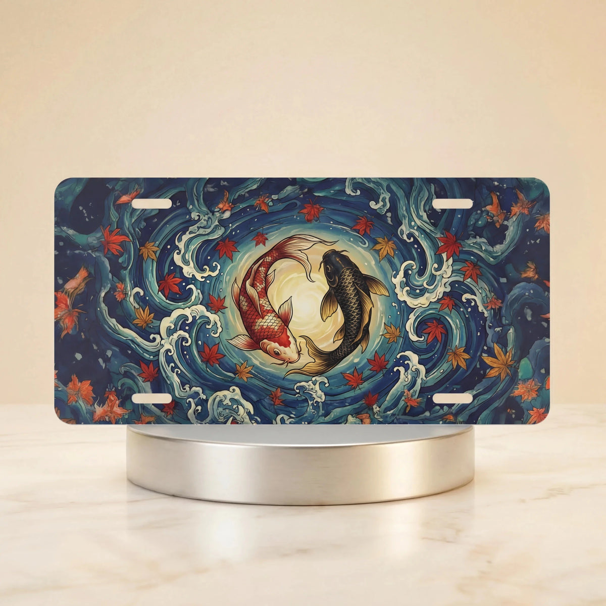 Yin Yang Koi Fish Vanity Plate - Road Muse