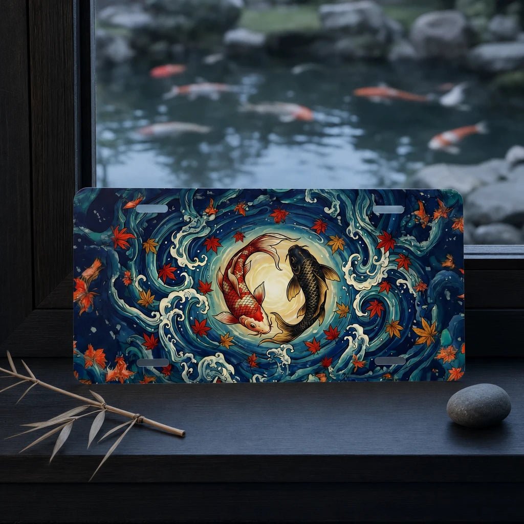 Yin Yang Koi Fish Vanity Plate - Road Muse