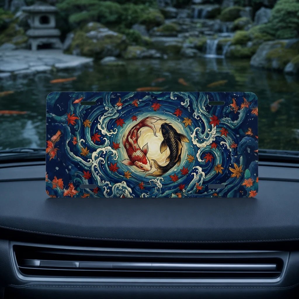 Yin Yang Koi Fish Vanity Plate - Road Muse