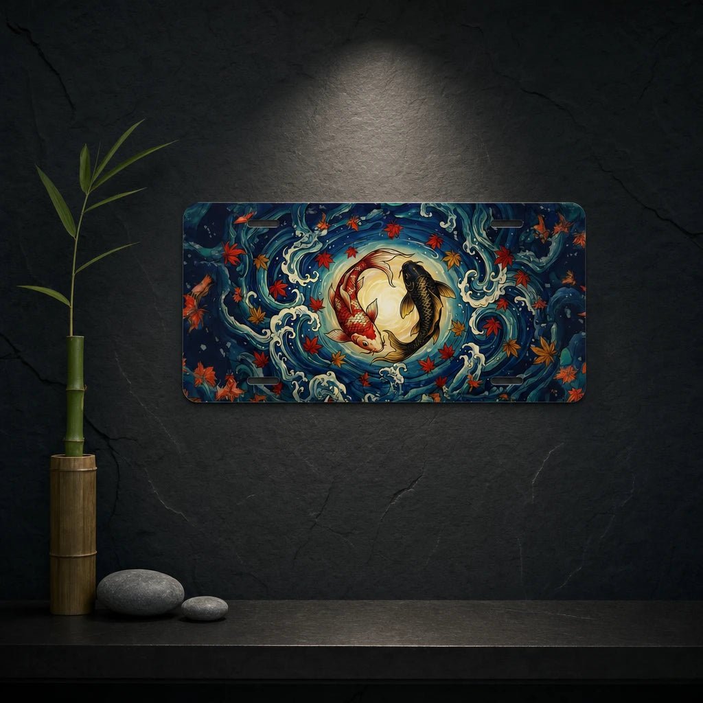 Yin Yang Koi Fish Vanity Plate - Road Muse
