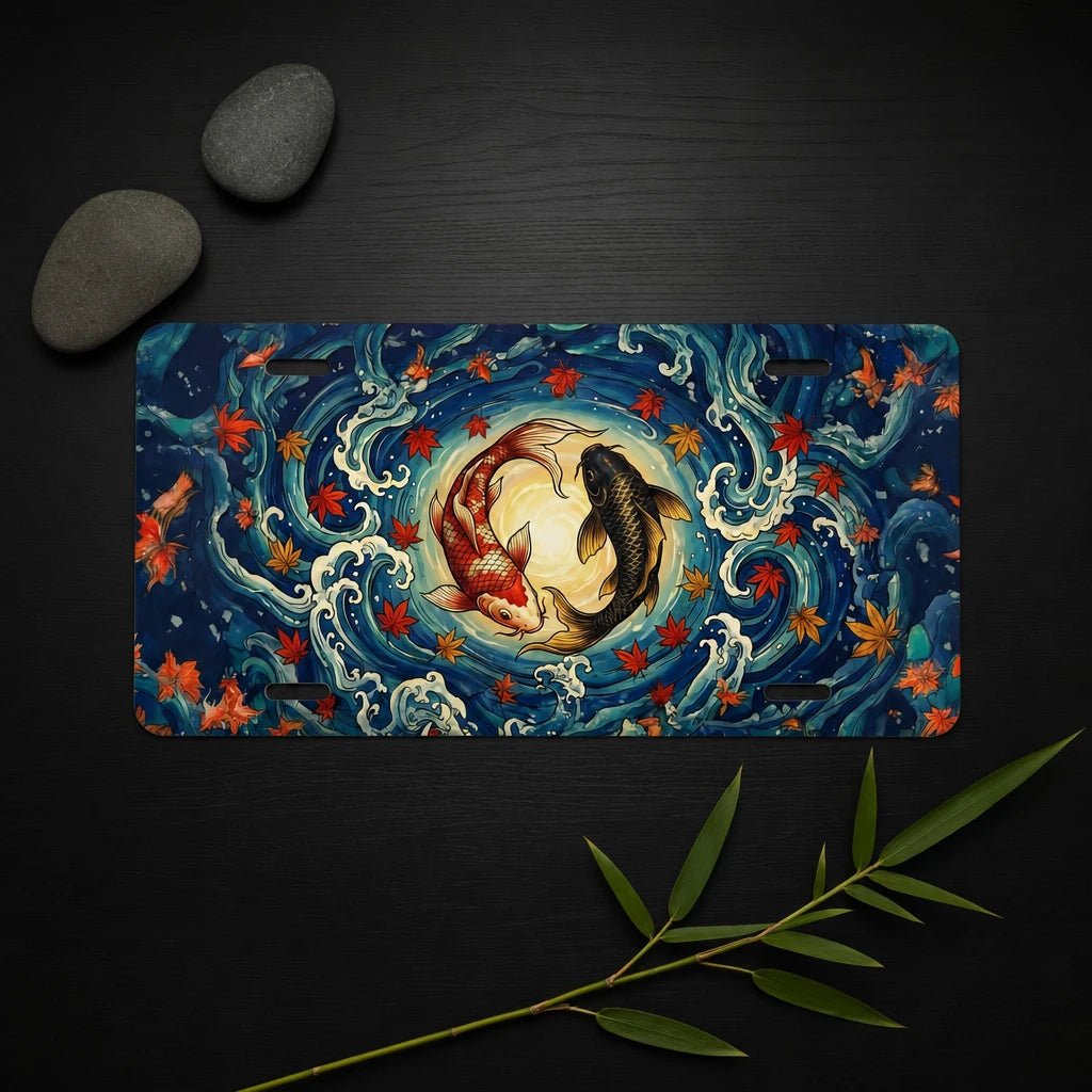 Yin Yang Koi Fish Vanity Plate - Road Muse